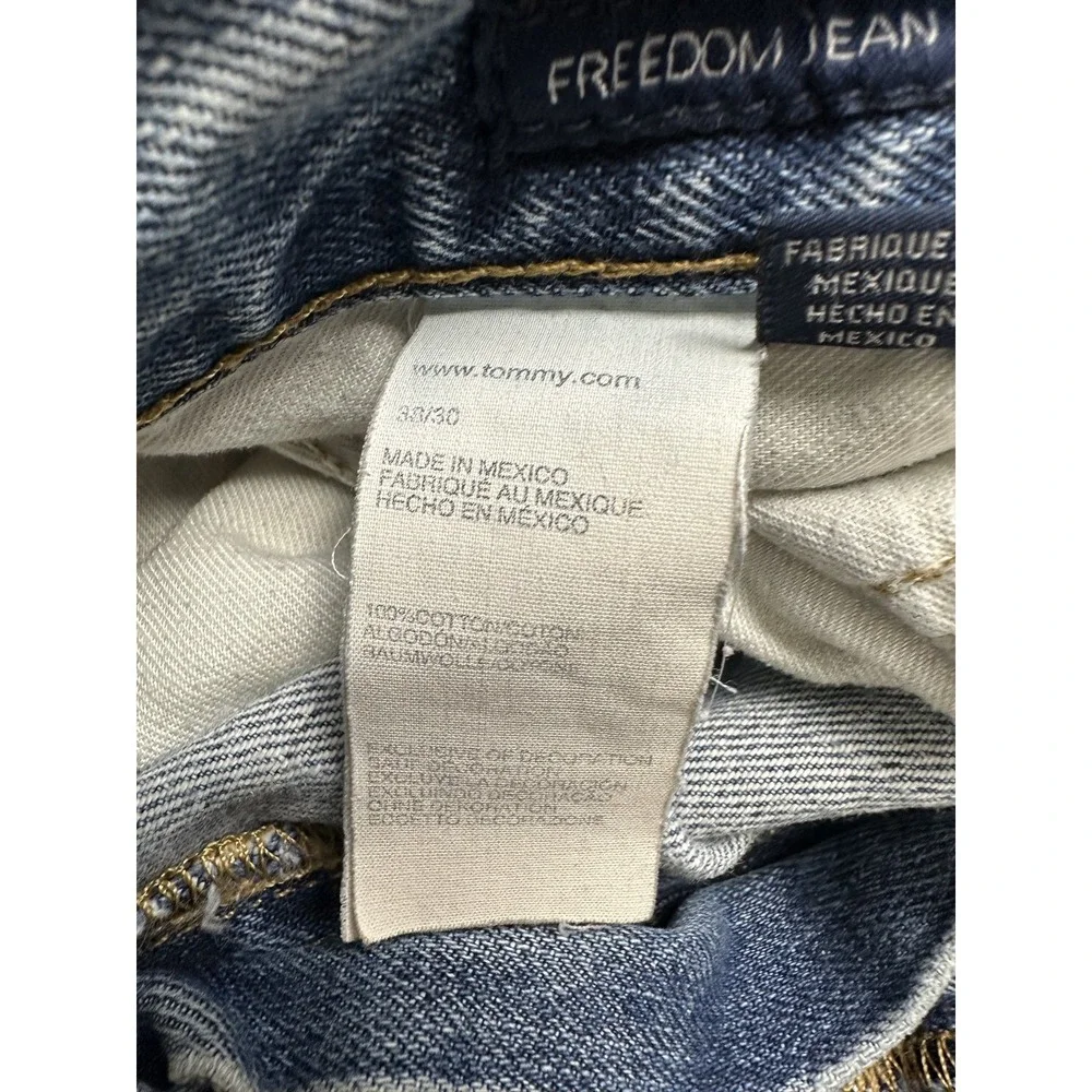 Vintage Tommy‎ Hilfiger Jeans Mens 38x30 Y2K Grunge Distressed Baggy Thrashed
